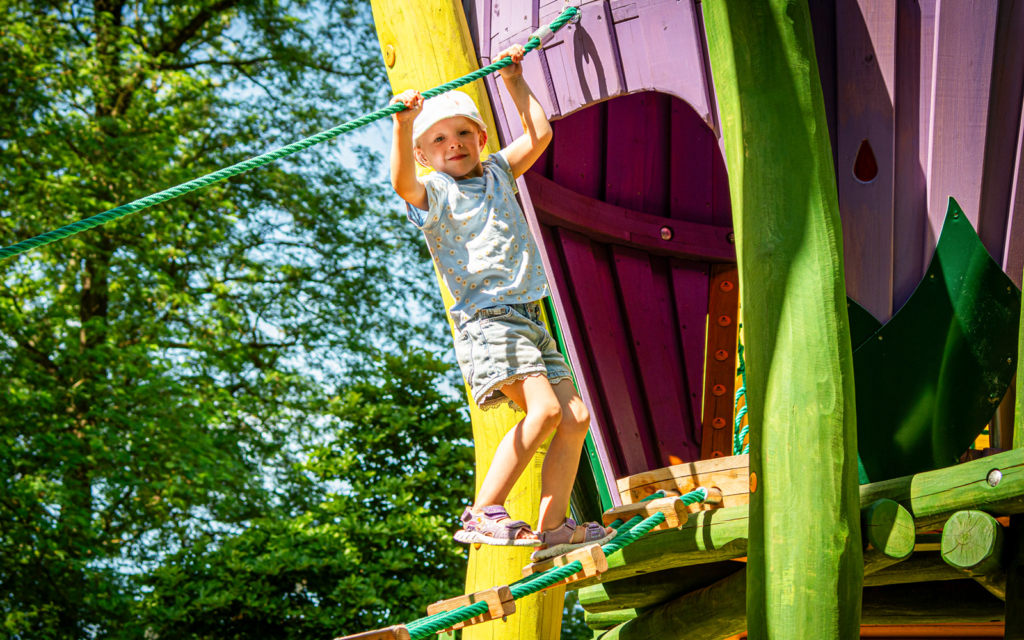 Child on a balance bridge