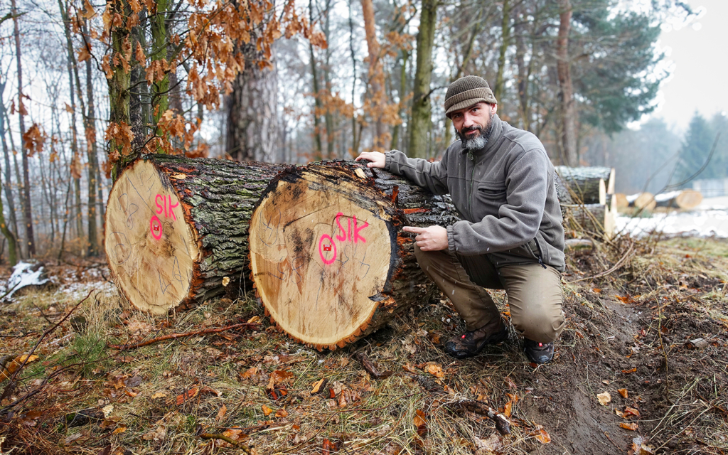 Our timber buyer André on site in the Brandenburg forests.